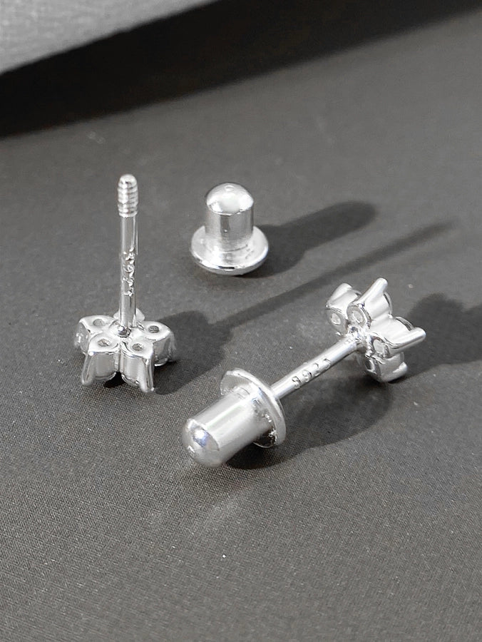 1 Paar 18K goldplattierte versilberte 925 Sterling Silber Zirkon 925 Sterling Silber Ohrringe Blumen Ohrstecker | Shop Nory