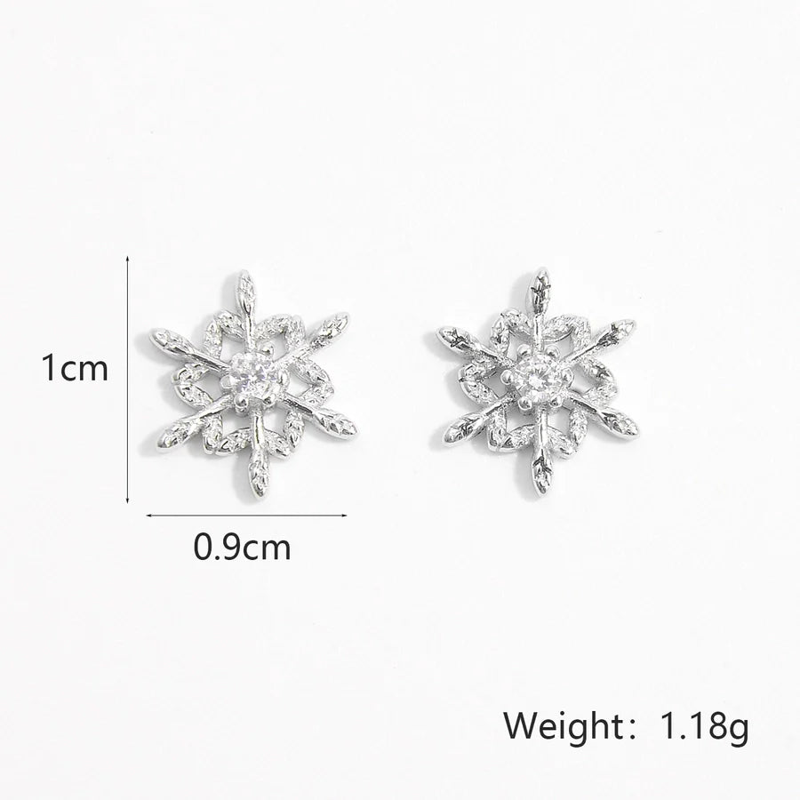 1 Paar Weißgold beschichtete 925 Sterling Silber Zirkon 925 Sterling Silber Ohrringe Schneeflocke Ohrstecker | Shop Nory