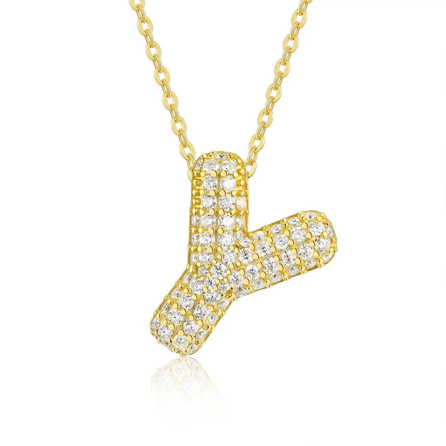 925 Sterling Silver Moissanite Kabelkette Buchstaben Anhänger Halskette | Shop Nory