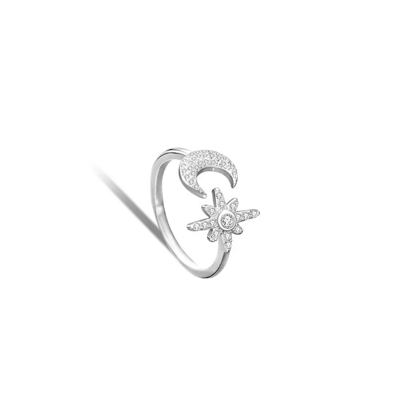 Star Moon Sterlingsilber 925 Halskette Sonder-Interessendesign Leicht Luxus Zirkon Achtzackiger Stern Schlüsselbein-Kette Quastenanhänger | Shop Nory