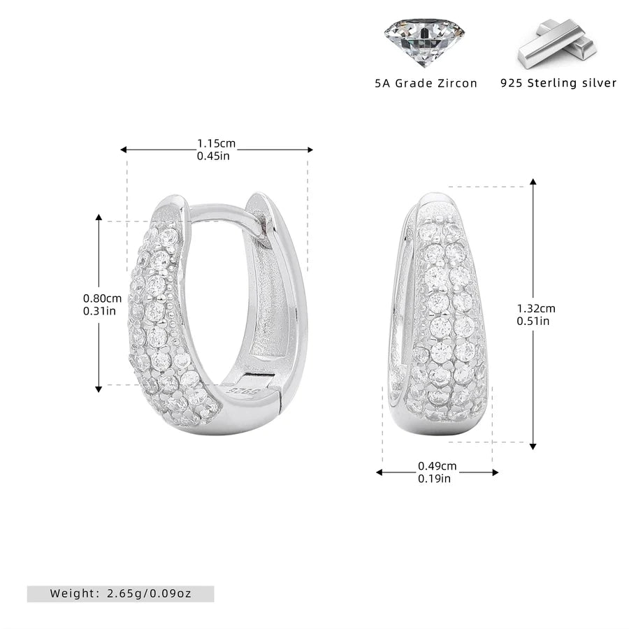1 Paar 18K Gold Beschichtet Weißgold Beschichtet Rhodium Beschichtet 925 Sterling Silber Zirkon 925 Sterling Silber Ohrringe Geometrische Ohrringe | Shop Nory