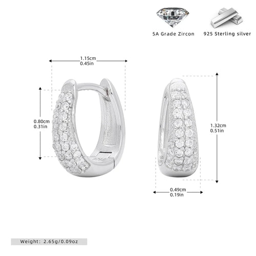 1 Paar 18K Gold Beschichtet Weißgold Beschichtet Rhodium Beschichtet 925 Sterling Silber Zirkon 925 Sterling Silber Ohrringe Geometrische Ohrringe | Shop Nory