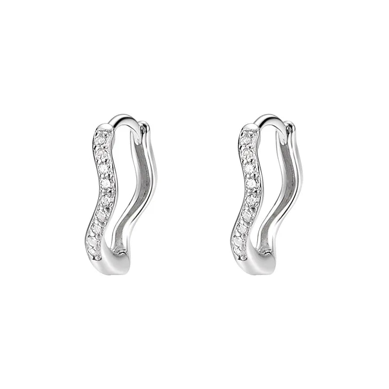 1 Paar S999 Silber Zirkon 925 Sterling Silber Ohrringe Geometrische Ohrringe | Shop Nory