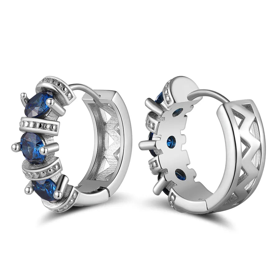 Weißgoldbeschichtete versilberte 925 Sterling Silber Zirkon 925 Sterling Silber Ohrringe runde Herzform Rhombus Ohrringe | Shop Nory