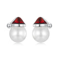 1 Paar Weißgold beschichtete 925 Sterling Silber Perle Weihnachten Hut Schneemann Ohrstecker | Shop Nory