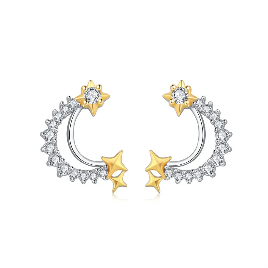 1 Paar 925 Sterling Silber Zirkon 925 Sterling Silber Ohrringe Stern Mond Herzform Ohrstecker | Shop Nory