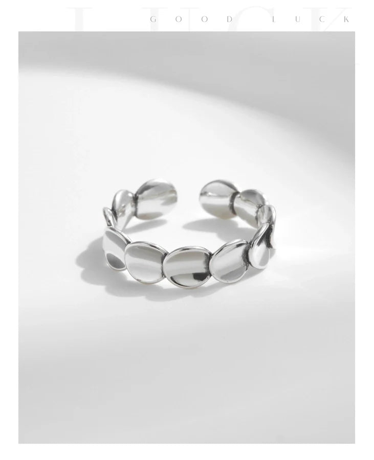 Rhodinbeschichtete 925 Sterling Silber Unregelmäßige Geometrische Offene Ringe 925 Sterling Silber Ringe | Shop Nory