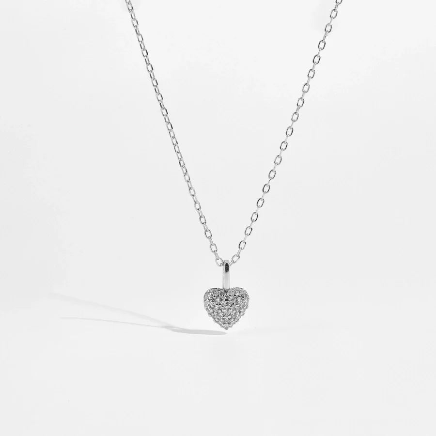 925 Sterling Silver Zirkon Kabelkette Herzform Anhänger Halskette | Shop Nory