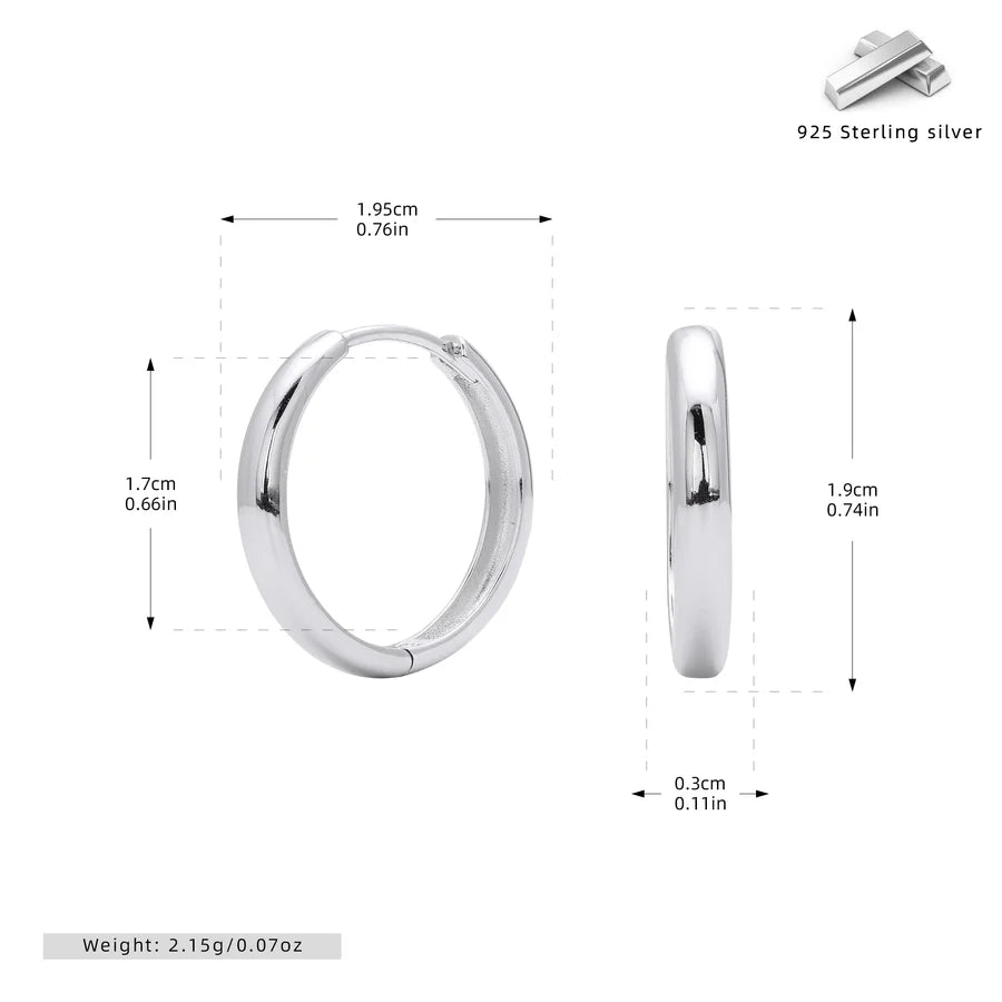 1 Paar 18K Goldplattierte Weißgoldplattierte Rhodiumplattierte 925 Sterling Silber 925 Sterling Silber 925 Sterling Silber Ohrringe Kreisohrringe | Shop Nory