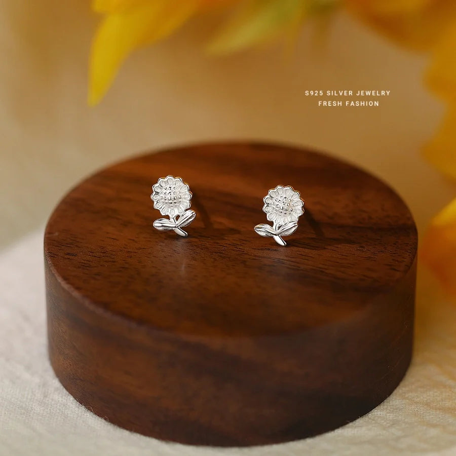 1 Paar 925 Sterling Silber 925 Sterling Silber Ohrringe Sonnenblume Ohrstecker | Shop Nory