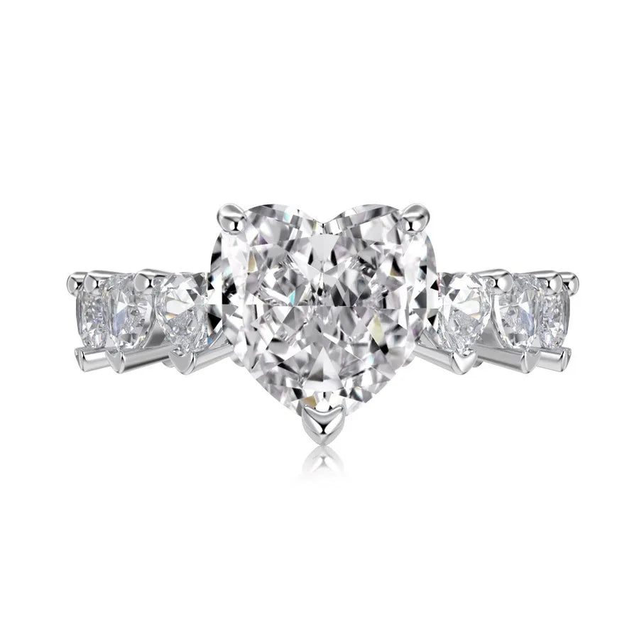 925 Sterling Silber Hochkohlenstoff-Diamant Herzform Ringe 925 Sterling Silber Ringe | Shop Nory
