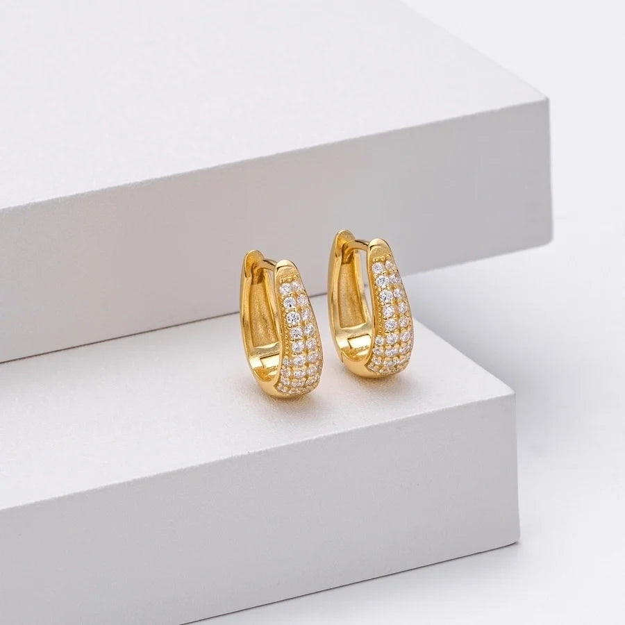 1 Paar 18K Gold Beschichtet Weißgold Beschichtet Rhodium Beschichtet 925 Sterling Silber Zirkon 925 Sterling Silber Ohrringe Geometrische Ohrringe | Shop Nory