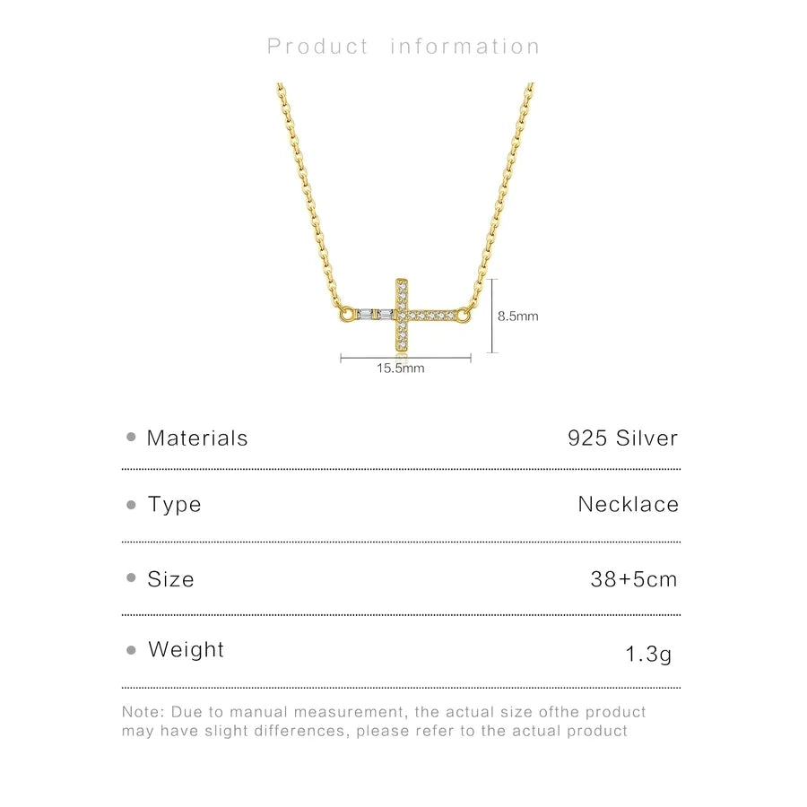 925 Sterling Silber Zirkon Kabelkette Einlage Geometrisches Kreuz Anhänger Halskette | Shop Nory