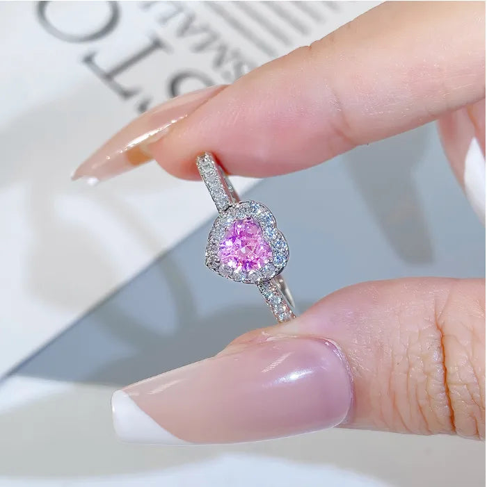 18K vergoldete Weißgold 925 Sterling Silber Zirkon Herzform Ringe 925 Sterling Silber Ringe | Shop Nory