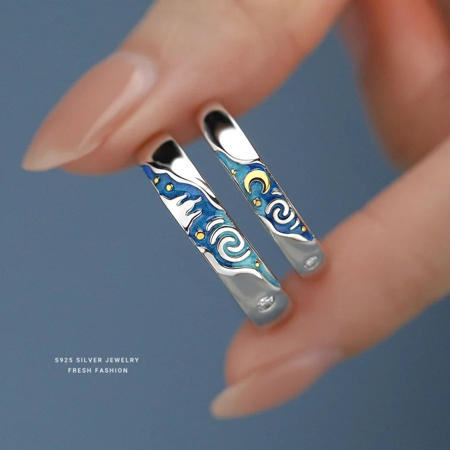 925 Sterling Silver Zircon Van Gogh Verstellbarer Ring 925 Sterling Silver Ringe | Shop Nory