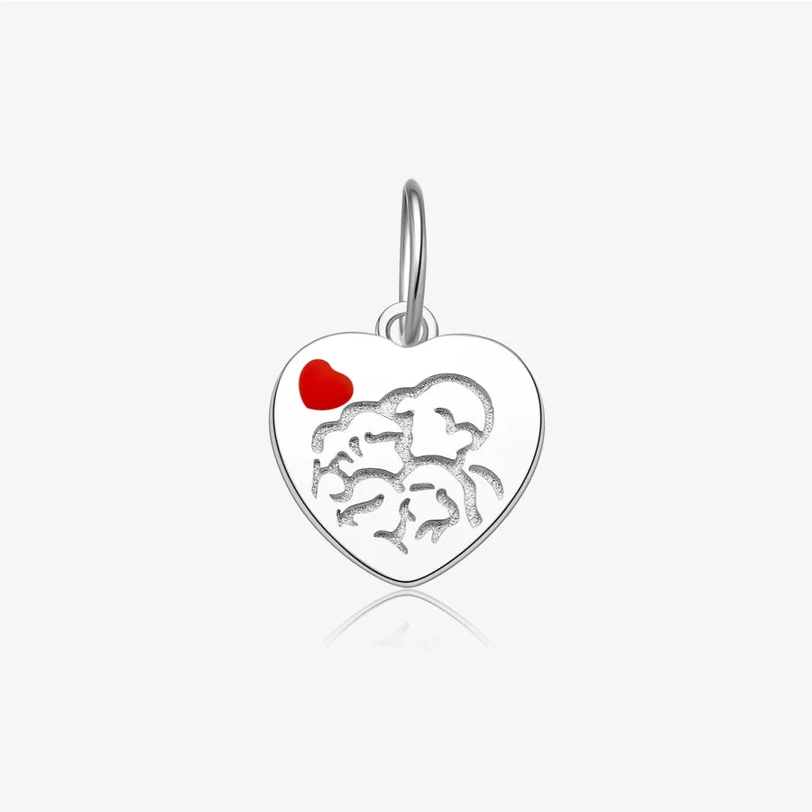 1 Stück Durchmesser 10mm 925 Sterling Silber Epoxy Weißgold plattiert Menschliches Herzform Polierter Anhänger Schmuck Zubehör | Shop Nory