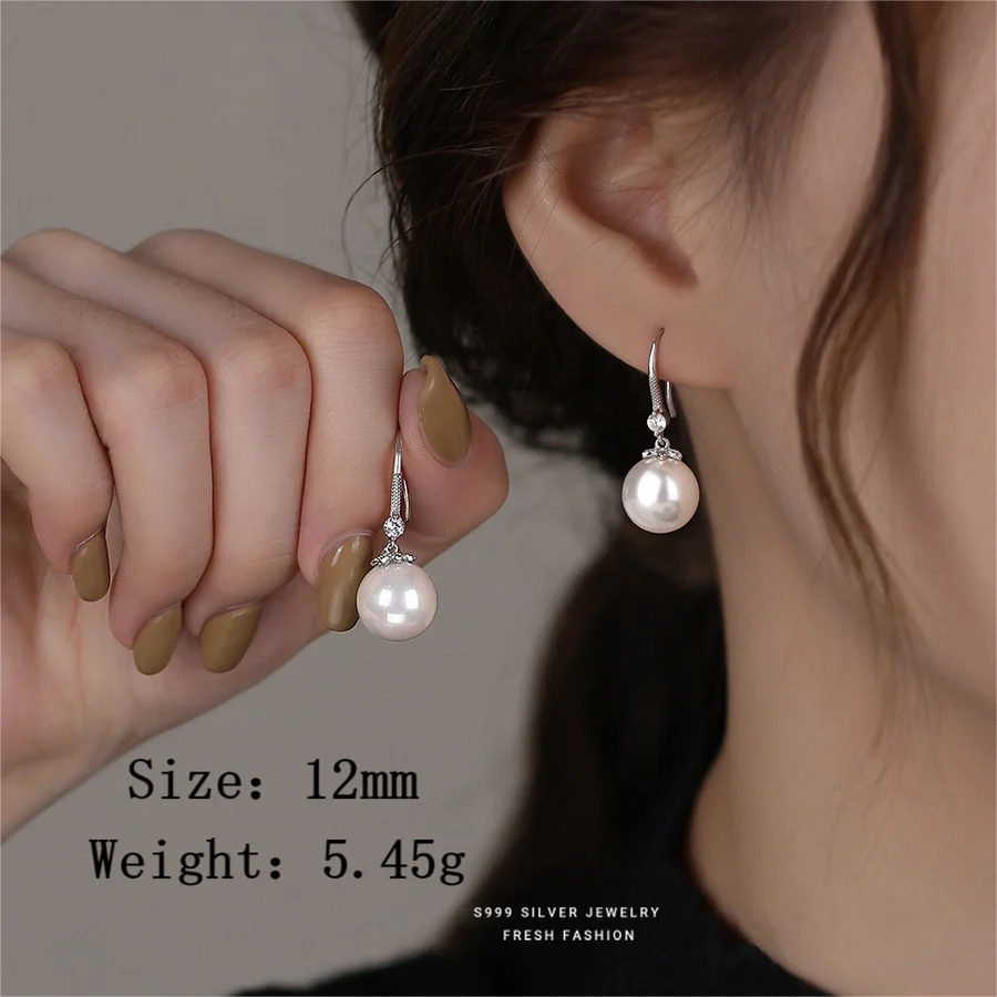 1 Paar S999 Silber Glasperle Zirkon 925 Sterling Silber Ohrringe Perlen Tropf Ohrringe | Shop Nory