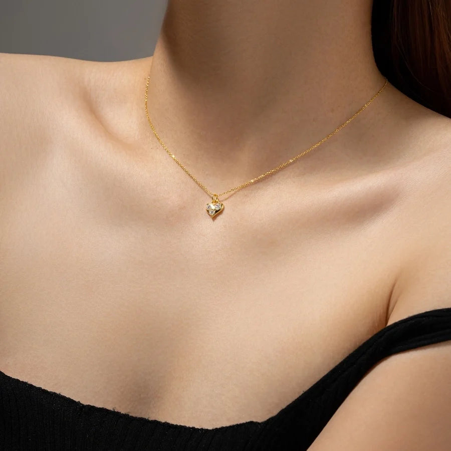 925 Sterling Silver Zirkon Kabelkette Herzform Anhänger Halskette | Shop Nory