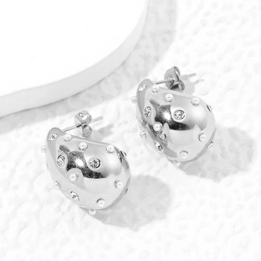 Ohrringe "Hailey" Drop mit Steinen in Edelstahl - 18k vergoldet | Shop Nory