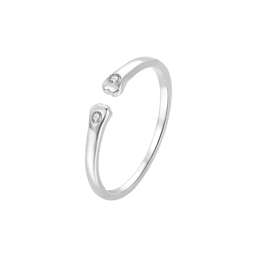 925 Sterling Silver Zirkon Tier Pfotenabdruck Offene Ringe 925 Sterling Silver Ringe | Shop Nory