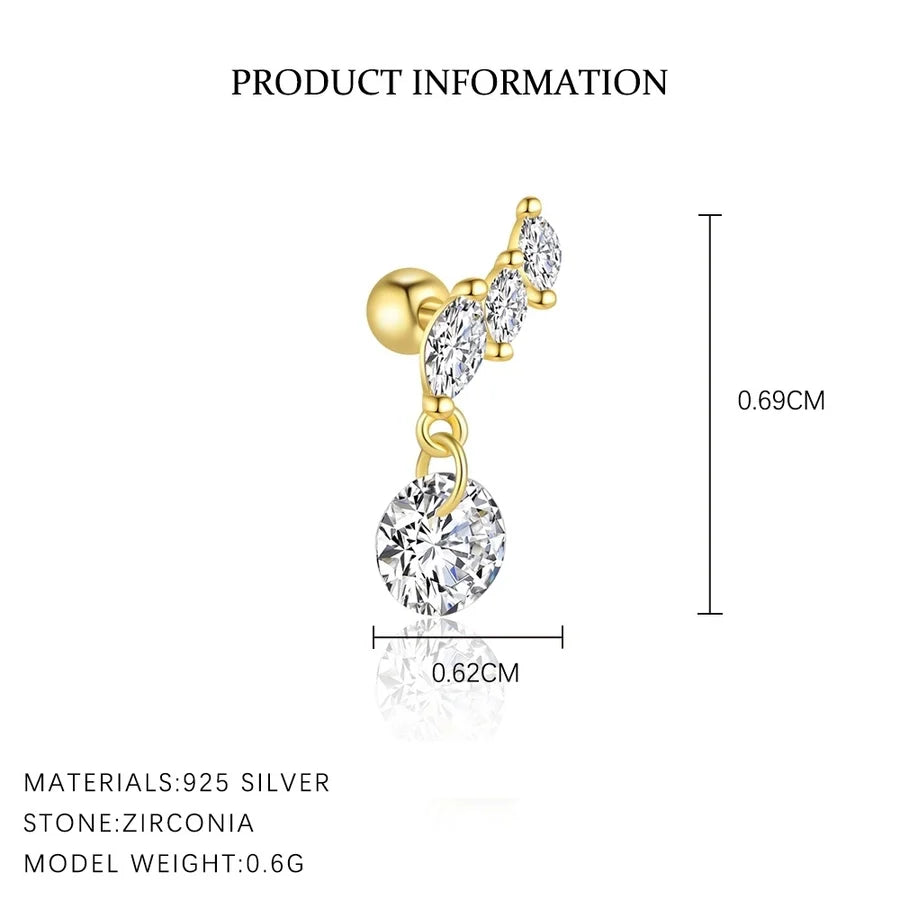 1 Stück 1 Paar 925 Sterling Silber Zirkon 925 Sterling Silber Ohrringe Geometrisch Star Bow Knot Tropfen Ohrringe Ohrstecker | Shop Nory