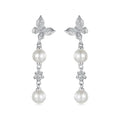 1 Paar  weiß vergoldete 925 Sterling Silber Perle Zirkon Schmetterling Tropf Ohrringe | Shop Nory