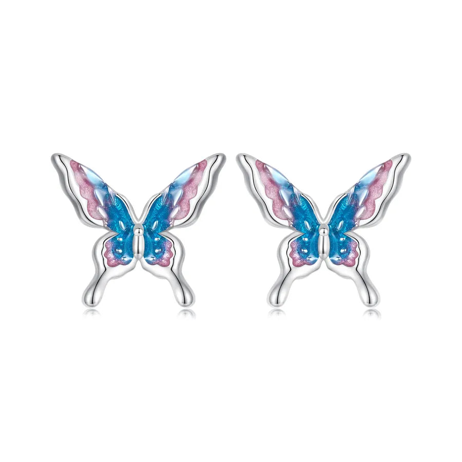 1 Paar Weißgold plattierte 925 Sterling Silber Schmetterling Ohrstecker | Shop Nory