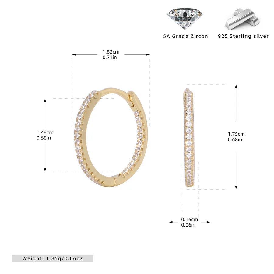 1 Paar 18K Goldbeschichtete Weißgoldbeschichtete Rhodinierte 925 Sterling Silber Zirkon 925 Sterling Silber Ohrringe Runde Ohrringe | Shop Nory