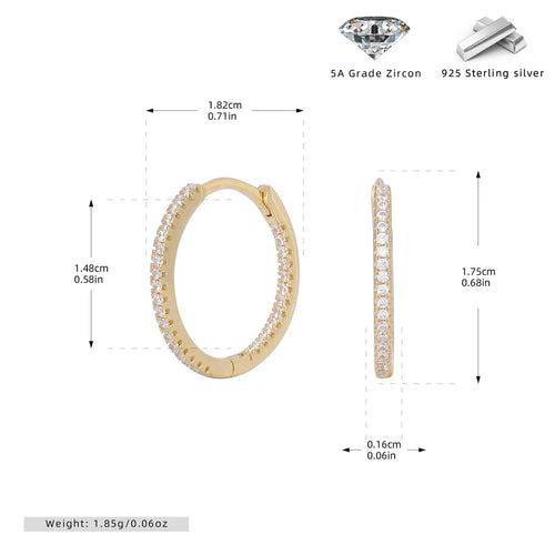 1 Paar 18K Goldbeschichtete Weißgoldbeschichtete Rhodinierte 925 Sterling Silber Zirkon 925 Sterling Silber Ohrringe Runde Ohrringe | Shop Nory