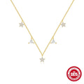 925 Sterling Silber Zirkon Kabelkette Plattierung Dreiecksblume Multi Charms Halskette | Shop Nory