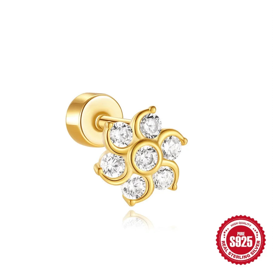 1 Stück Ohrknorpelringe & -stecker Cute Geometric 925 Sterling Silber Türkis Zirkon Ohrknorpelringe & -stecker | Shop Nory