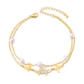 Fusskette Schmetterling mit weissen Perlen in gold oder silber | Shop Nory