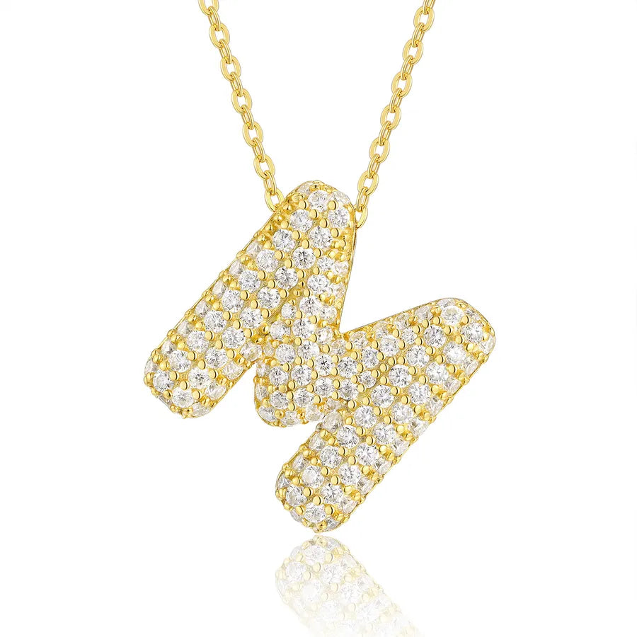 925 Sterling Silver Moissanite Kabelkette Buchstaben Anhänger Halskette | Shop Nory