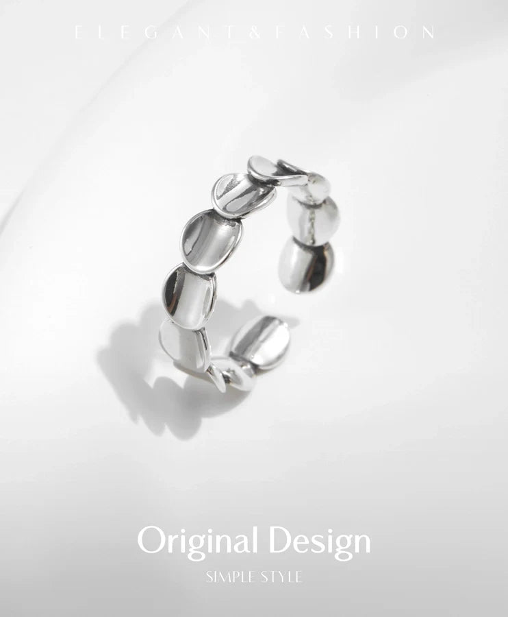Rhodinbeschichtete 925 Sterling Silber Unregelmäßige Geometrische Offene Ringe 925 Sterling Silber Ringe | Shop Nory
