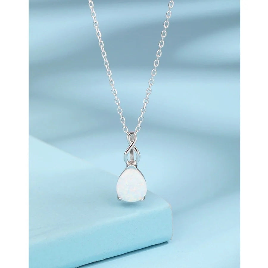 925 Sterling Silber Opal Zirkon Kabelkette Einlage Geometrische Anhänger Halskette | Shop Nory