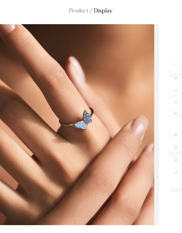 Rhodium-beschichtete 925 Sterling Silber Opal Schmetterlingsringe 925 Sterling Silber Ringe | Shop Nory