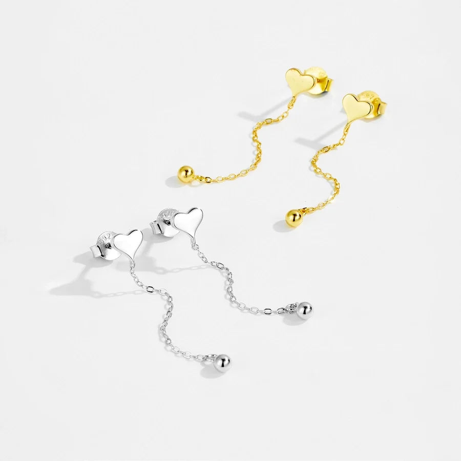 1 Paar 18K Gold Plattiert Weißgold Plattiert Sterlingsilber 925 Sterlingsilber Ohrringe Herzform Einfarbige Tropf Ohrringe | Shop Nory