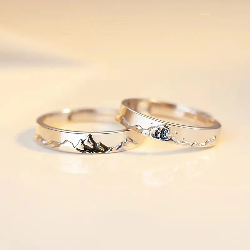 925 Sterlingsilber Bergmeer Welle Offene Ringe 925 Sterlingsilber Ringe | Shop Nory