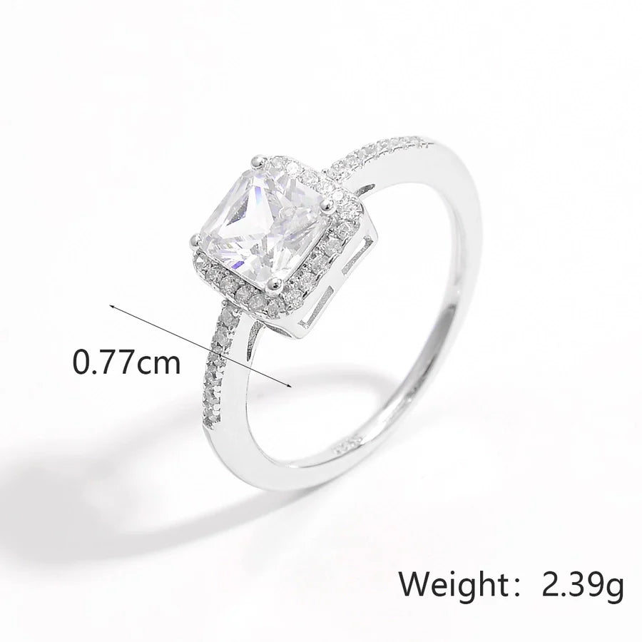 Weißgold plattiert 925 Sterling Silber Zirkon quadratische Herzform Ringe 925 Sterling Silber Ringe | Shop Nory