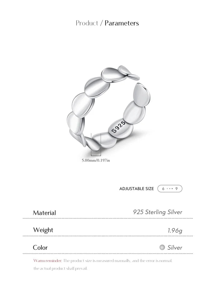 Rhodinbeschichtete 925 Sterling Silber Unregelmäßige Geometrische Offene Ringe 925 Sterling Silber Ringe | Shop Nory