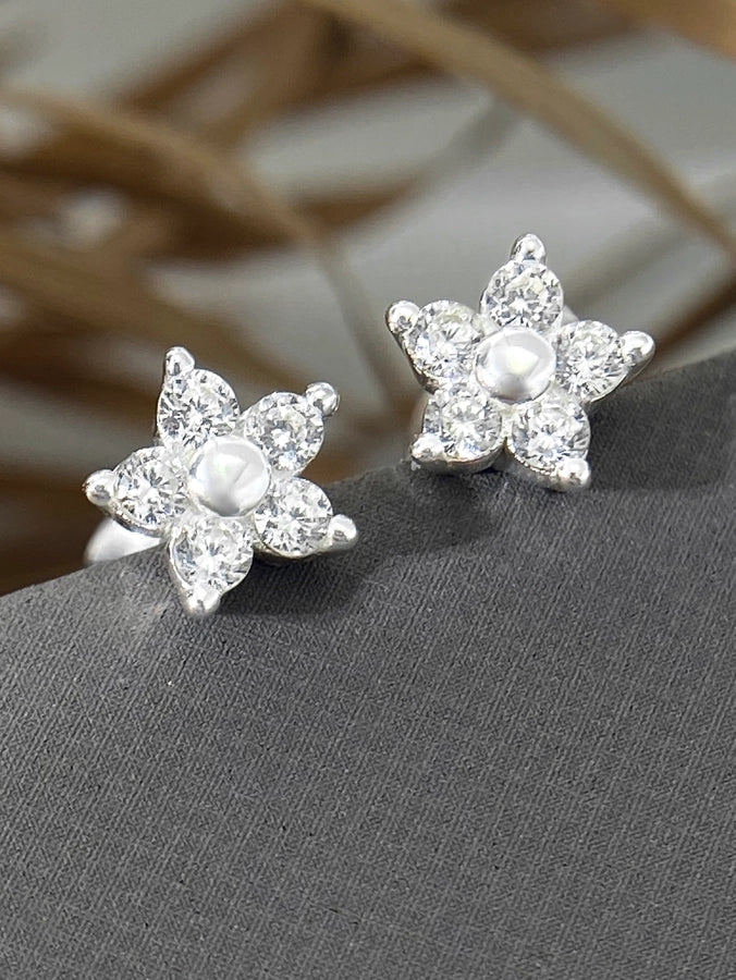 1 Paar 18K goldplattierte versilberte 925 Sterling Silber Zirkon 925 Sterling Silber Ohrringe Blumen Ohrstecker | Shop Nory
