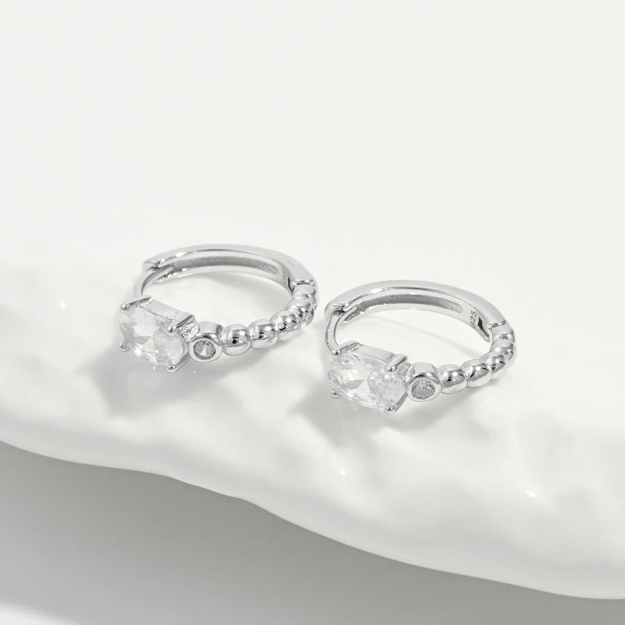 1 Paar Weißgold Beschichtet 925 Sterling Silber Zirkon 925 Sterling Silber Ohrringe Runde Ohrringe | Shop Nory
