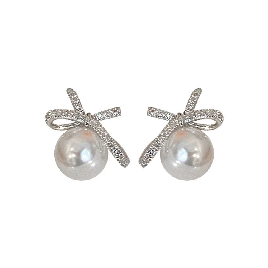 1 Paar 925 Sterling Silber Zirkon 925 Sterling Silber Ohrringe Schleifen-Knoten Ohrringe | Shop Nory