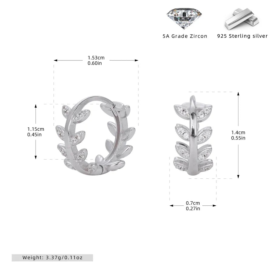 1 Paar 18K vergoldet Weißgold plattiert Rhodium plattiert 925 Sterling Silber Zirkon 925 Sterling Silber Ohrringe Blattohrringe | Shop Nory