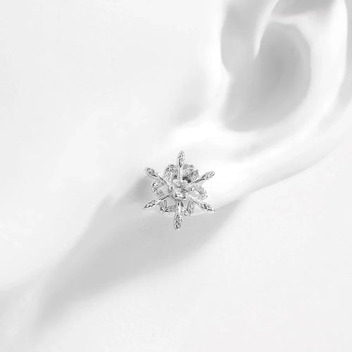 1 Paar Weißgold beschichtete 925 Sterling Silber Zirkon 925 Sterling Silber Ohrringe Schneeflocke Ohrstecker | Shop Nory