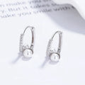 1 Paar 925 Sterling Silber Kunstperlen Zirkon 925 Sterling Silber Ohrringe Geometrische Hoops Ohrringe | Shop Nory