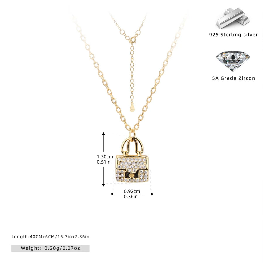 925 Sterling Silber Rack Plattiert Langlebig Plattiert Zirkon Kabelkette Tasche Anhänger Halskette | Shop Nory