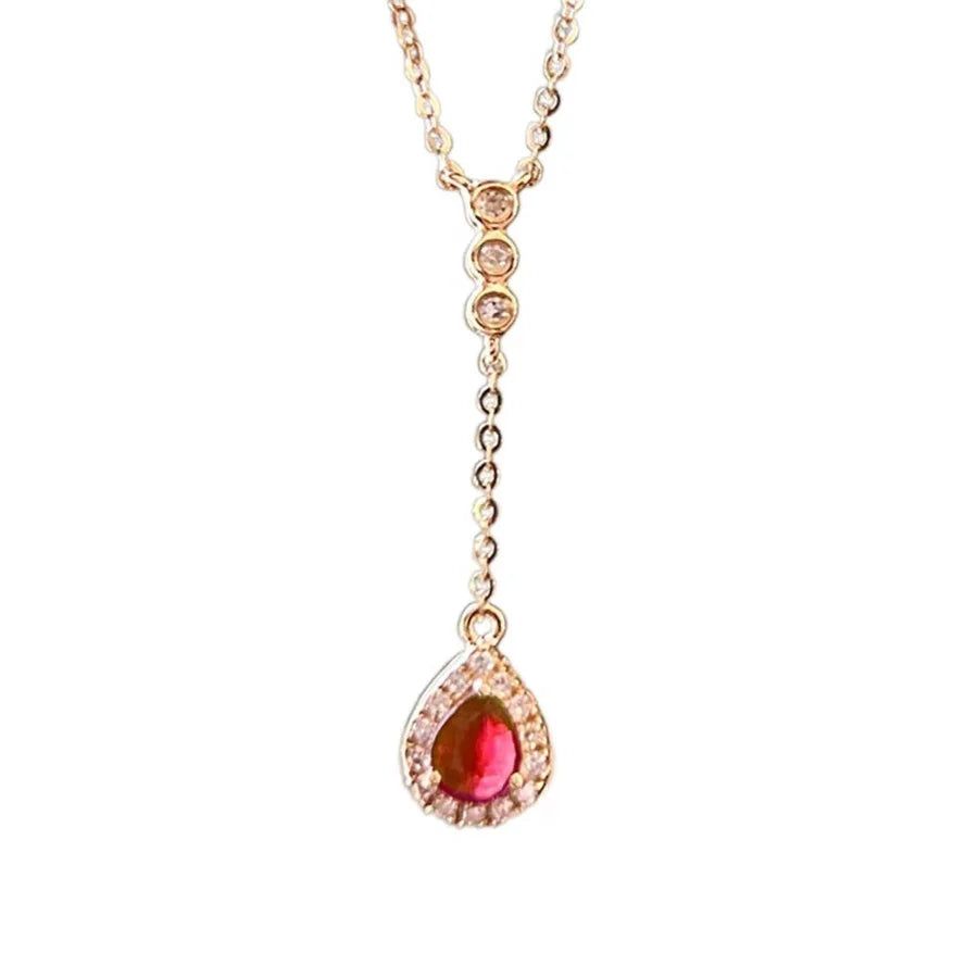 925 Sterling Silber Kabelkette Plattierung Wassertröpfchen Anhänger Halskette | Shop Nory