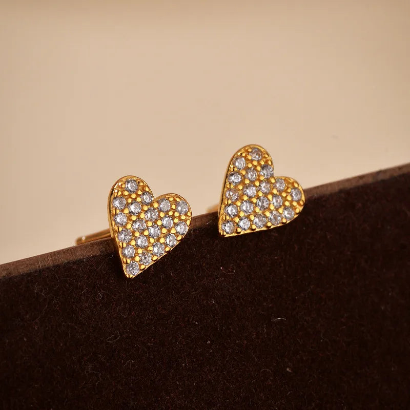 1 Paar 925 Sterling Silber Zirkon 925 Sterling Silber Ohrringe Herzform Ohrringe | Shop Nory