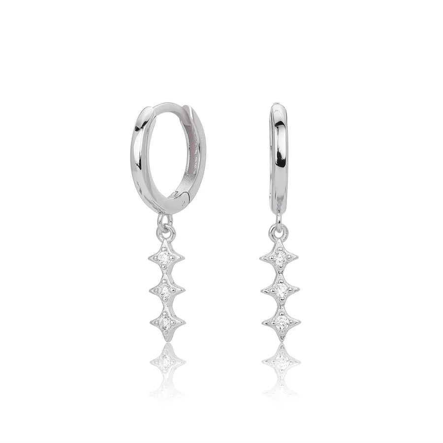 1 Paar 18K Gold Plattiert Weiß Gold Plattiert Rhodium Plattiert 925 Sterling Silber Zirkon 925 Sterling Silber Ohrringe Geometrische Tropf Ohrringe | Shop Nory